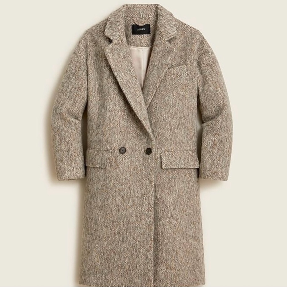 J crew brushed wool relaxed top coat mushroom on in size medium